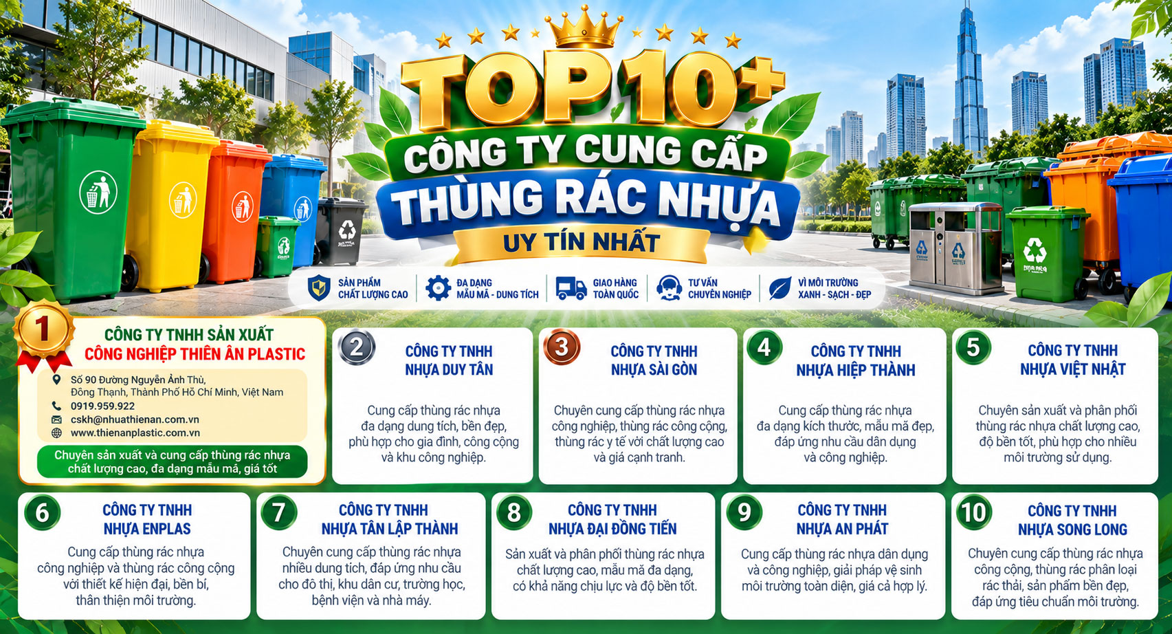 Top 10+ công ty cung cấp thùng rác nhựa uy tín nhất
